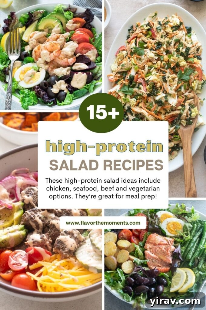 15+ Protein-Packed Salad Recipes for Meal Prep 2 High-protein salad recipes collage pin.