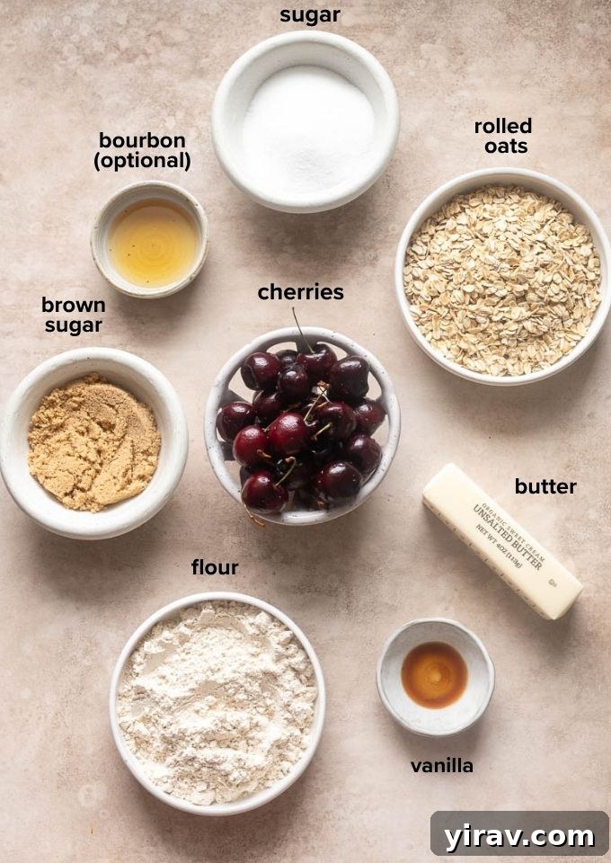 Ingredients for cherry crisp.