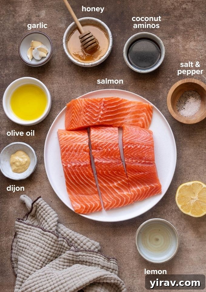Honey Garlic Glazed Salmon Recipe 4 Ingredients for honey garlic salmon recipe.