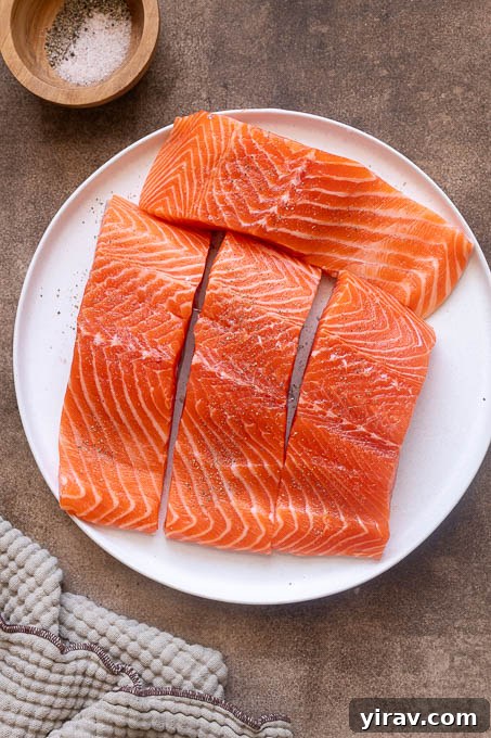 Honey Garlic Glazed Salmon Recipe 6 Salmon filets seasoned with salt and pepper.